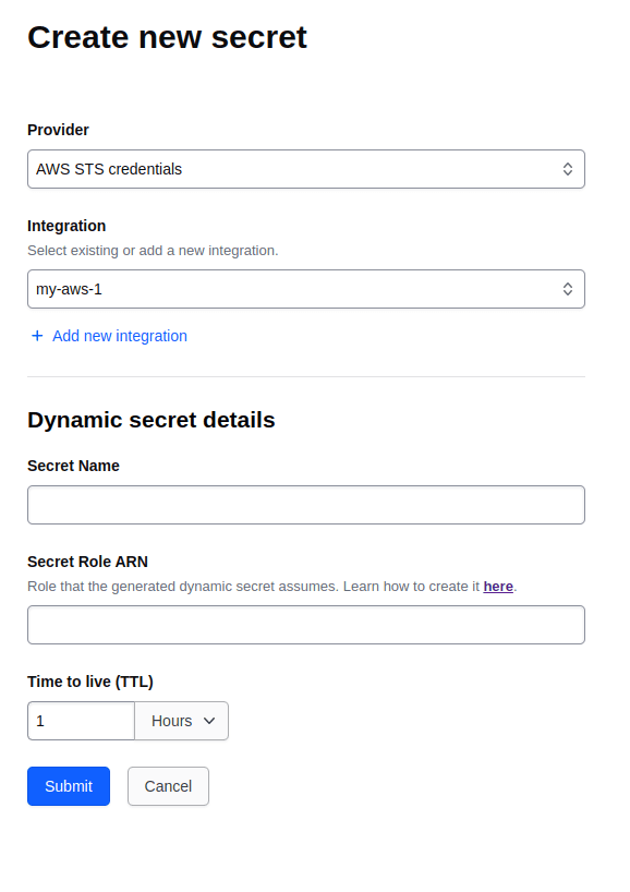 Setup new aws_dynamic_secret