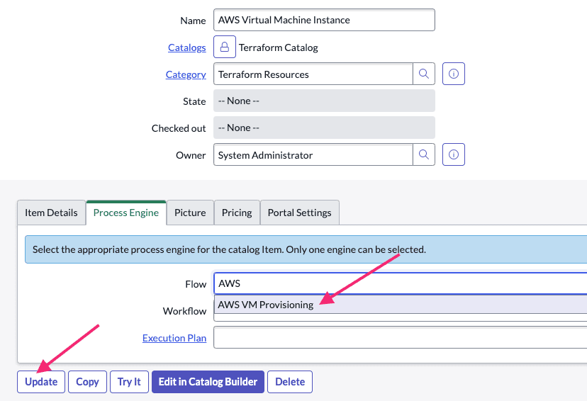 Screenshot: ServiceNow Update Process Engine