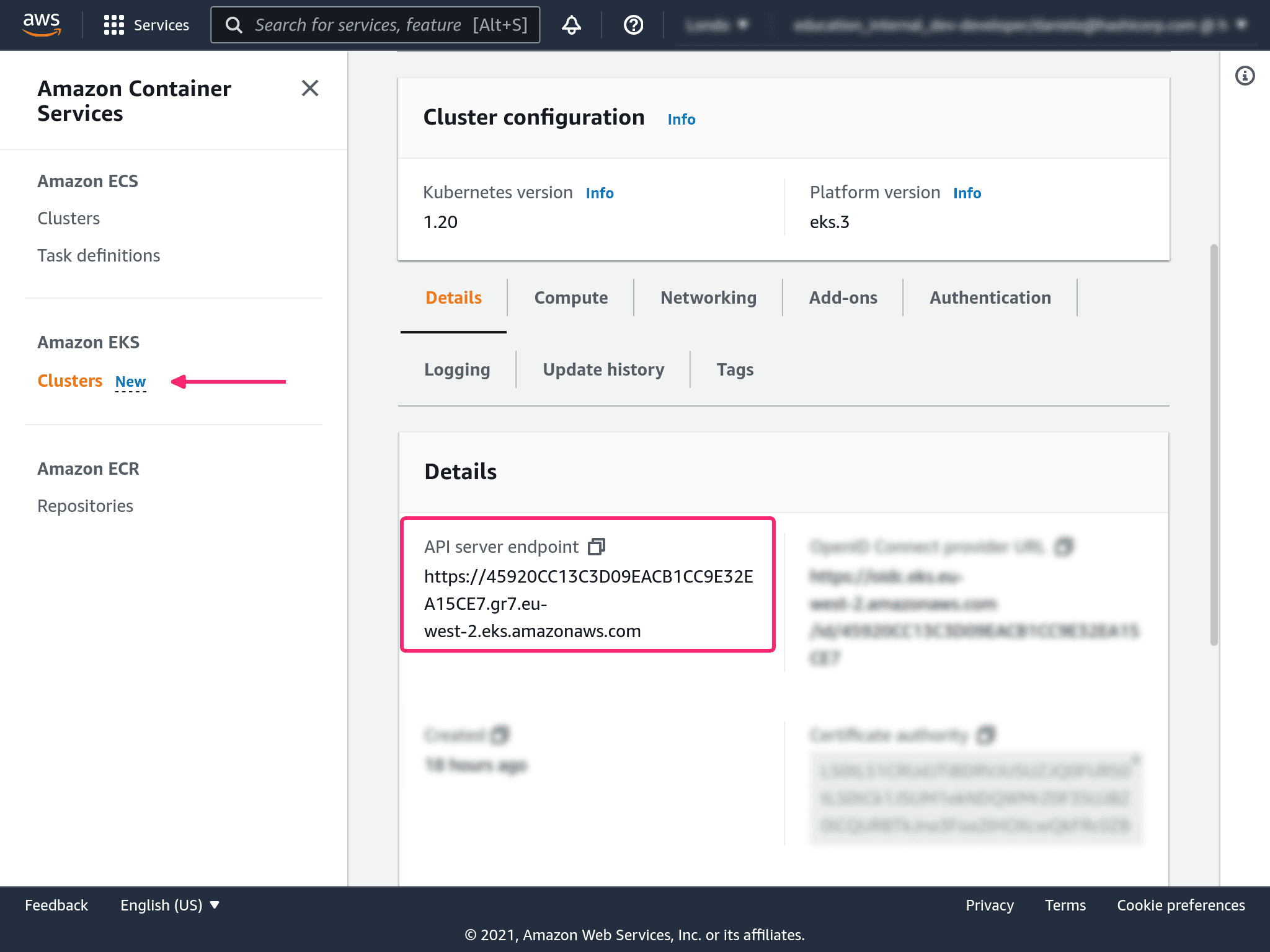 AWS console VPC details