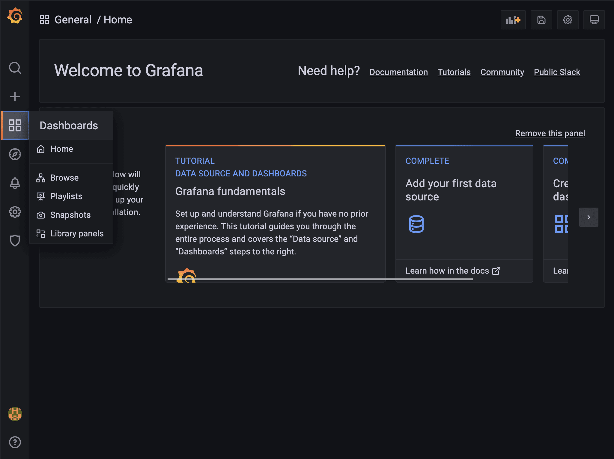 Add a dashboard using the Grafana GUI