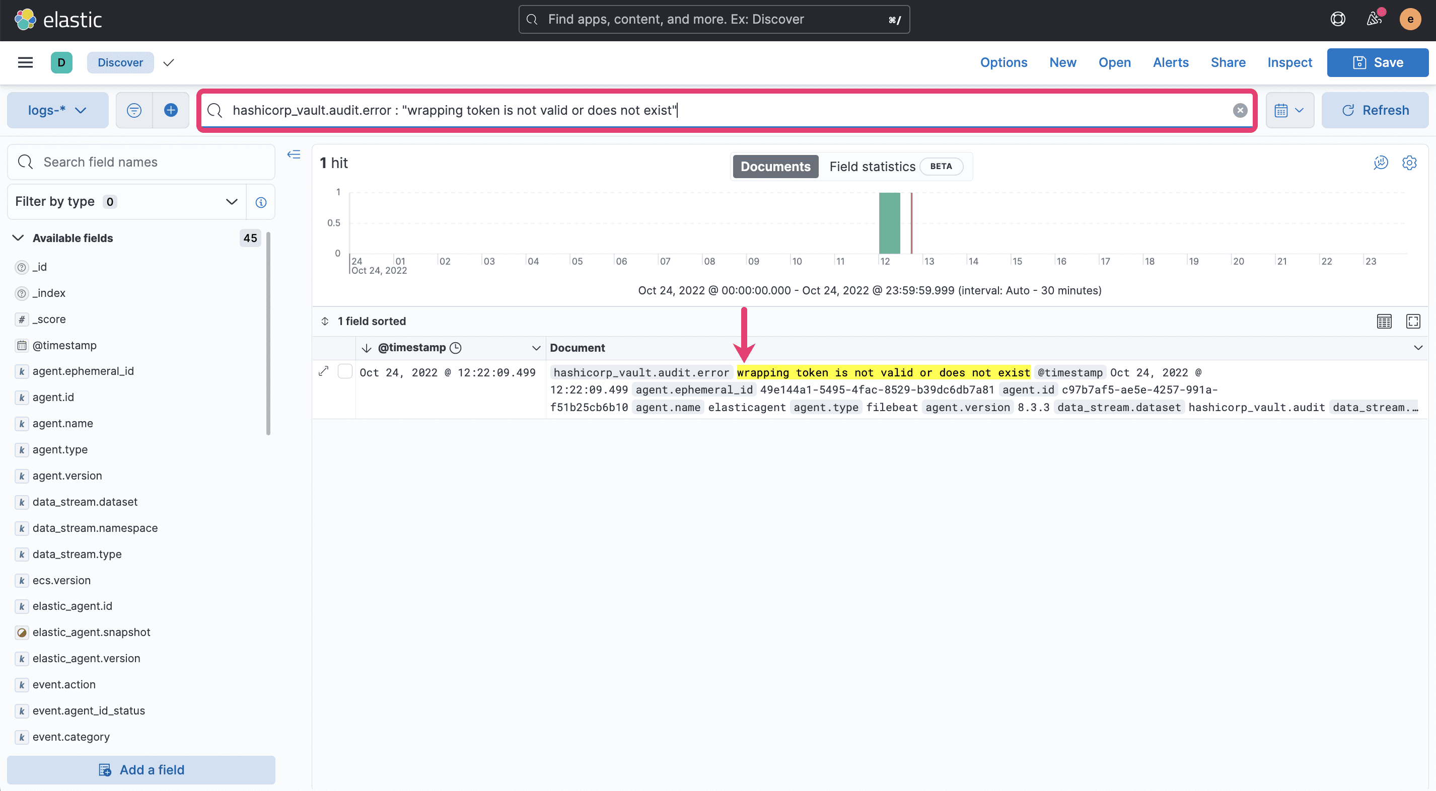 Elastic Discover query example